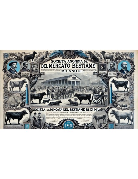 SOC. ANON. MERCATO DEL BESTIAME - 1 AZIONE MILANO 1882