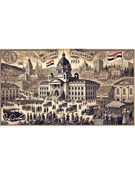 1933 - ROYAUME DE YOUGOSLAVIE EMPRUNT FUINDING 5 PER CENT