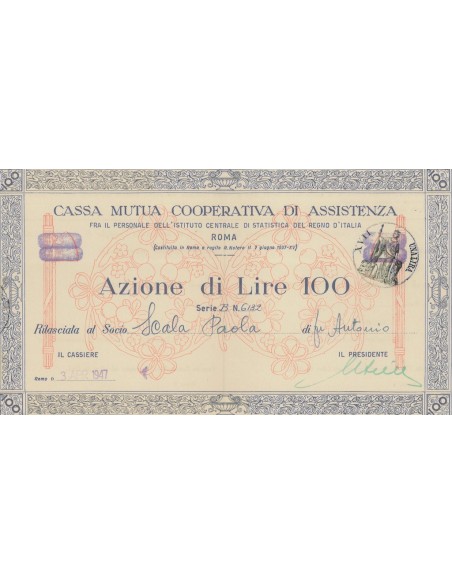 CASSA MUTUA COOP. DI ASSISTENZA UNA AZIONE ROMA 1947