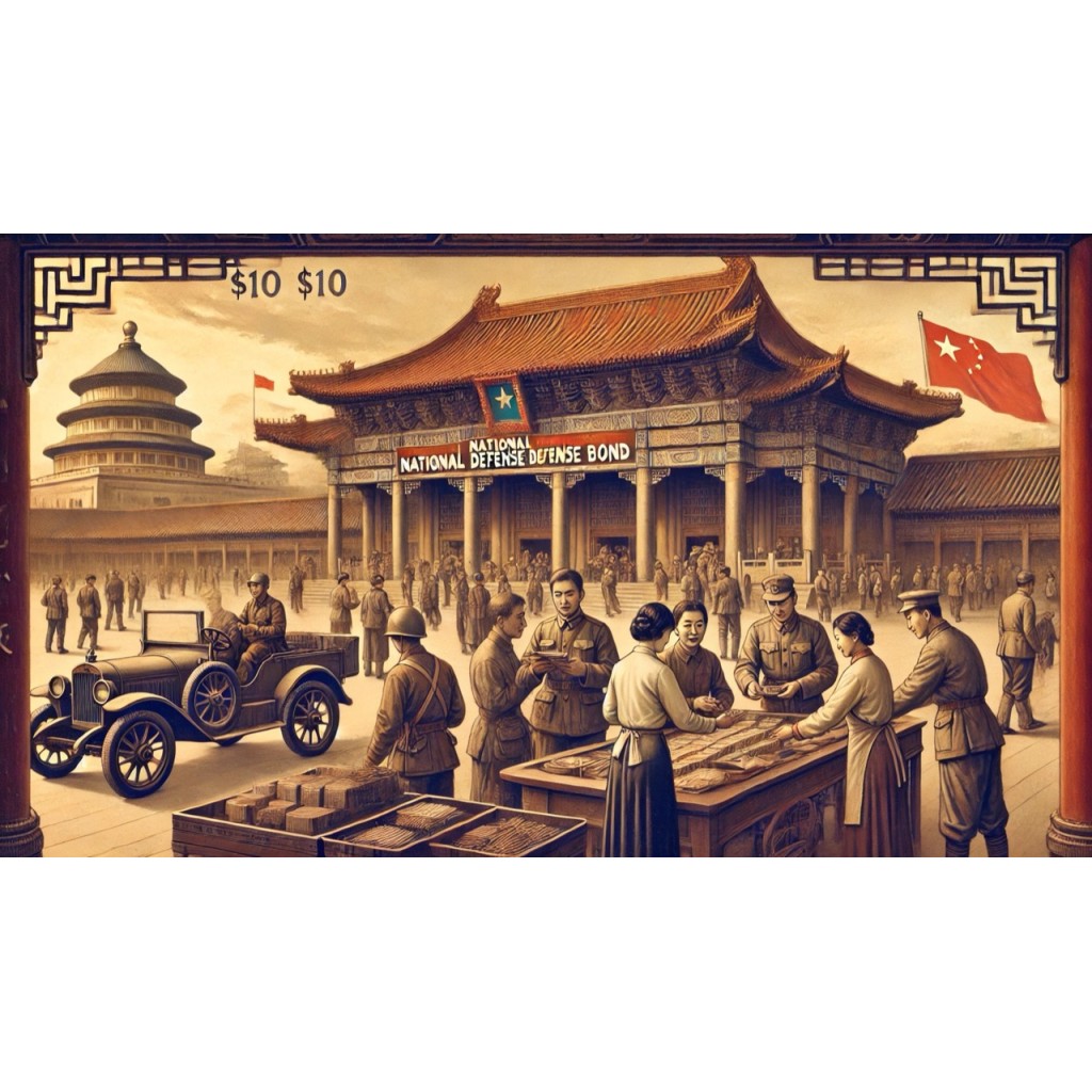 1938 - CHINA 6% NATIONAL DEFENCE BOND 10 $