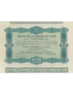 SOC. PER LE FERROVIE DEL TICINO - 1 OBBLIGAZ. MILANO 1890