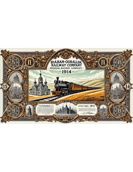 1914 - CHEMIN DE FER DE RIAZAN-OURALSK COMP. DU (OBBLIGAZIONE 4,5%)