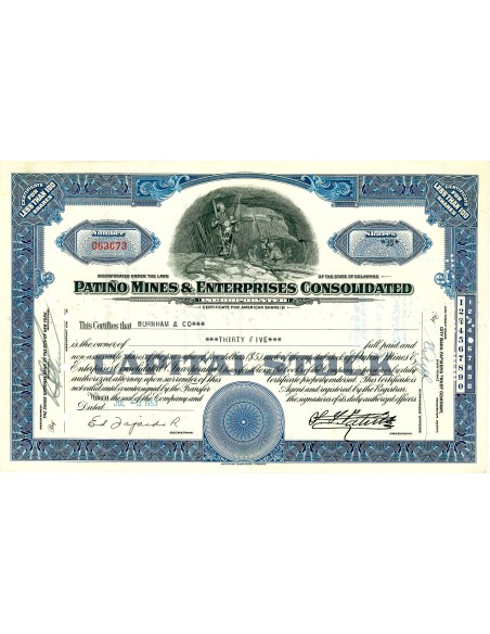 1953 - PATINO MINES & ENTERPRISES CONSOLIDATED