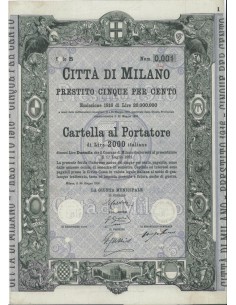 CITTA' DI MILANO - CARTELLA AL PORTATORE 2000 LIRE - 1916