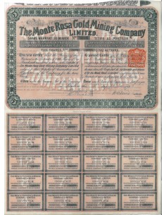 THE MONTE ROSA GOLD MINING COMPANY - 5 AZIONI LONDRA 1898