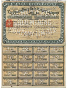 THE MONTE ROSA GOLD MINING COMPANY - 10 AZIONI LONDRA 1891