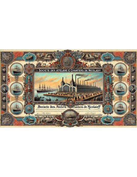 1913 - ATELIERS ET CHANTIERS DE NICOLAIEFF SOC. DES (AZIONE DA 187,5 RUBLI)