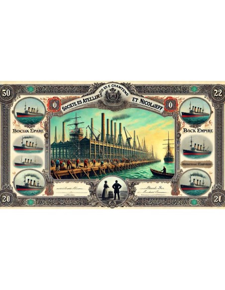 1913 - ATELIERS ET CHANTIERS DE NICOLAIEFF SOC. DES (AZIONE DA 187 RUBLI)