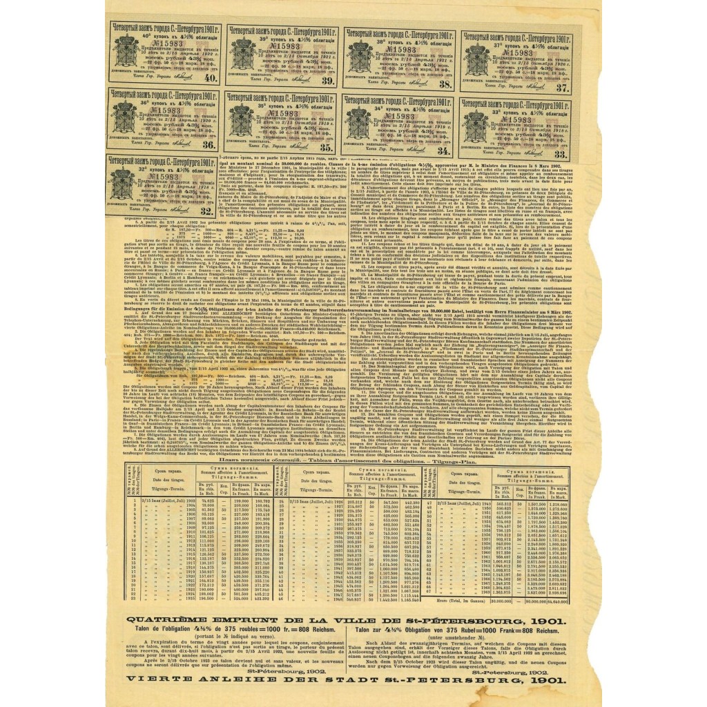 1901 - QUATRIEME EMPRUNT DE LA VILLE DE ST....