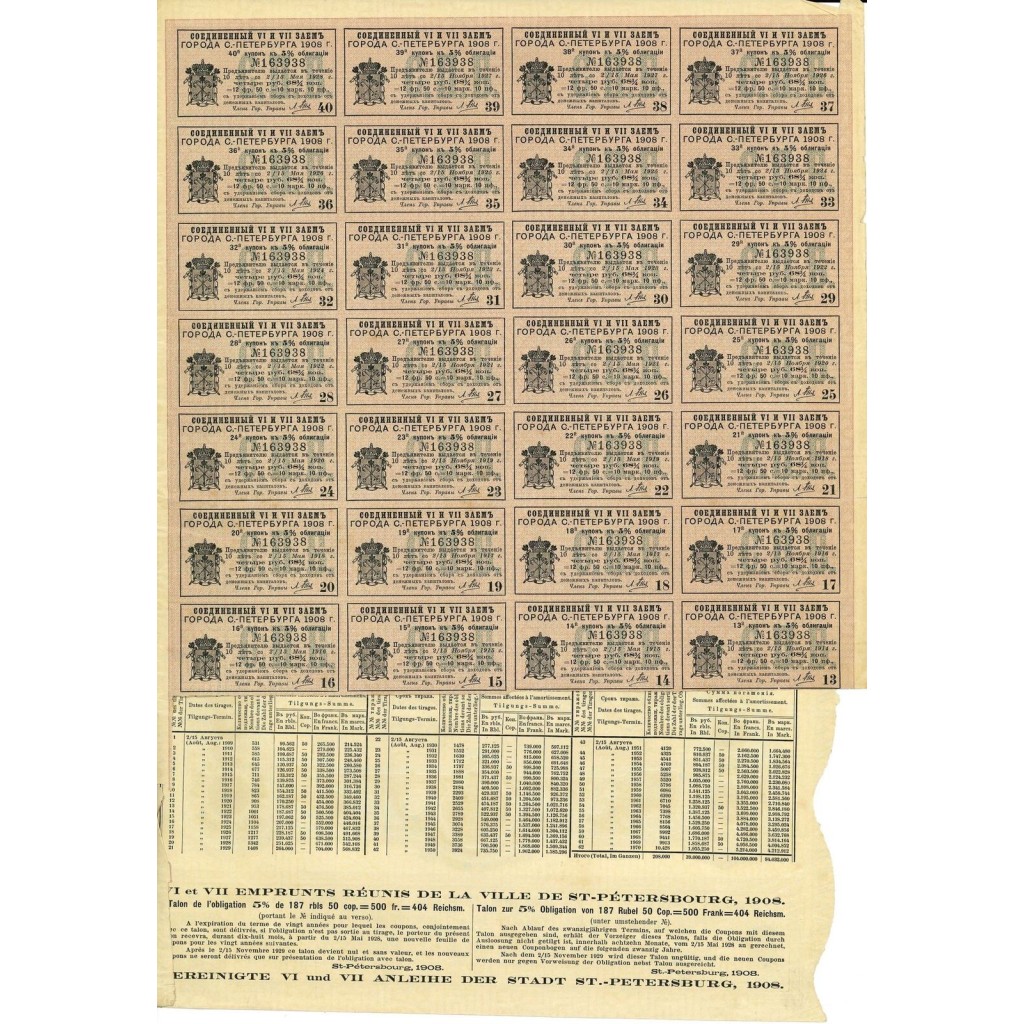 1908 - VI ET VII EMPRUNT REUNIS DE LA VILLE DE...