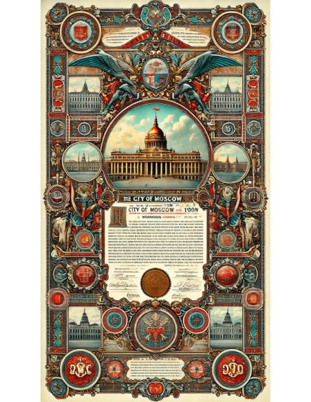 1908 - CITY OF MOSCOW LOAN OF THE YEAR 1908 5 % 189 Rubli