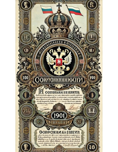 1901 - GOUVERNEMENT IMPERIAL DE RUSSIE - RENTE RUSSE CONSOLIDÉE 4% (5 OBBLIGAZIONI)