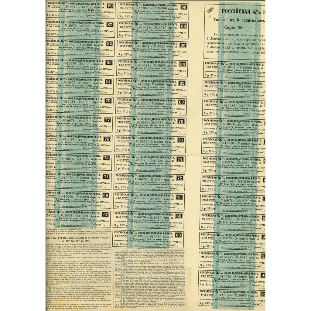 1901 - GOUVERNEMENT IMPERIAL DE RUSSIE - RENTE...