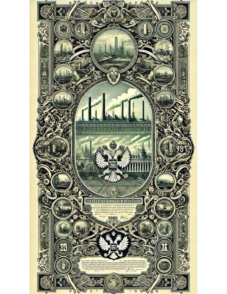 1901 - GOUVERNEMENT IMPERIAL DE RUSSIE - RENTE RUSSE CONSOLIDÉE 4% 2500 Frc (5 OBBLIGAZIONI)