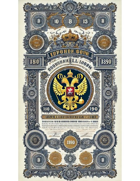 1890 - GOUVERNEMENT IMPERIAL DE RUSSIE - EMPRUNT RUSSE 4% 481,25 GOLD OR, SECONDE EMISSION, 1890 (5 OBBLIGAZIONI)