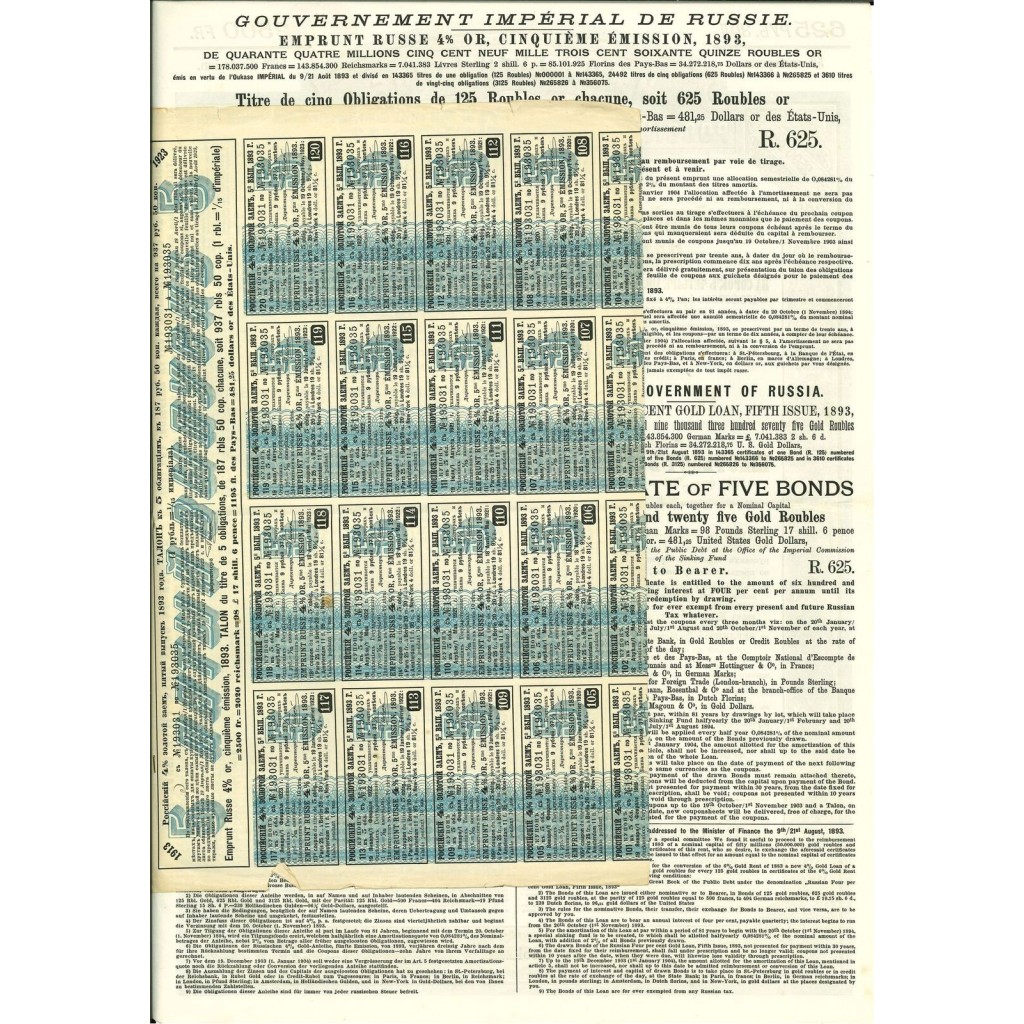 1893 - GOUVERNEMENT IMPERIAL DE RUSSIE -...