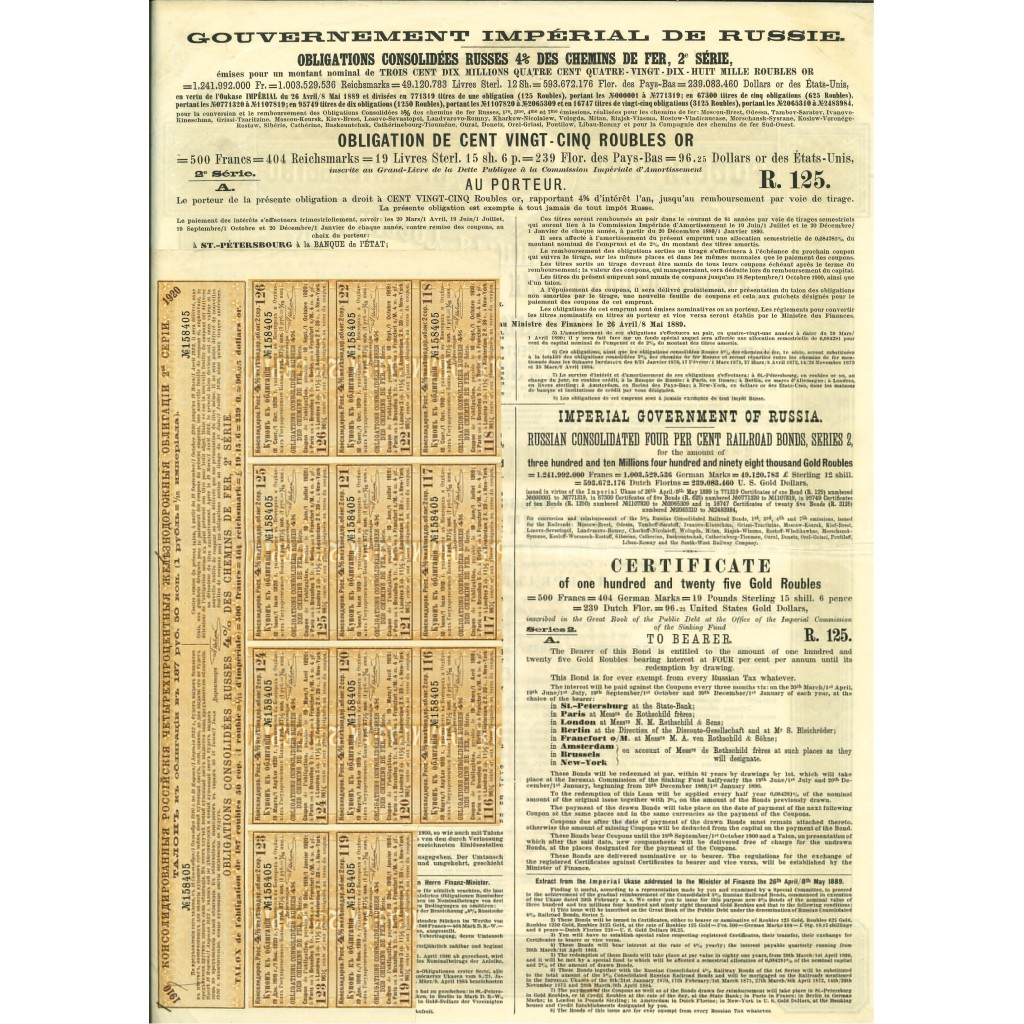 1889 - GOUVERNEMENT IMPERIAL DE RUSSIE -...