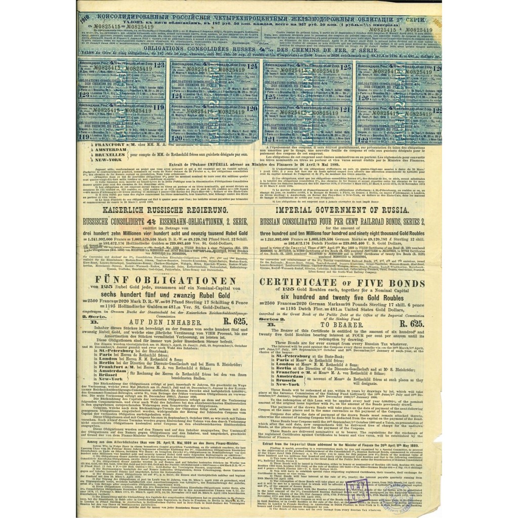 1889 - GOUVERNEMENT IMPERIAL DE RUSSIE -...