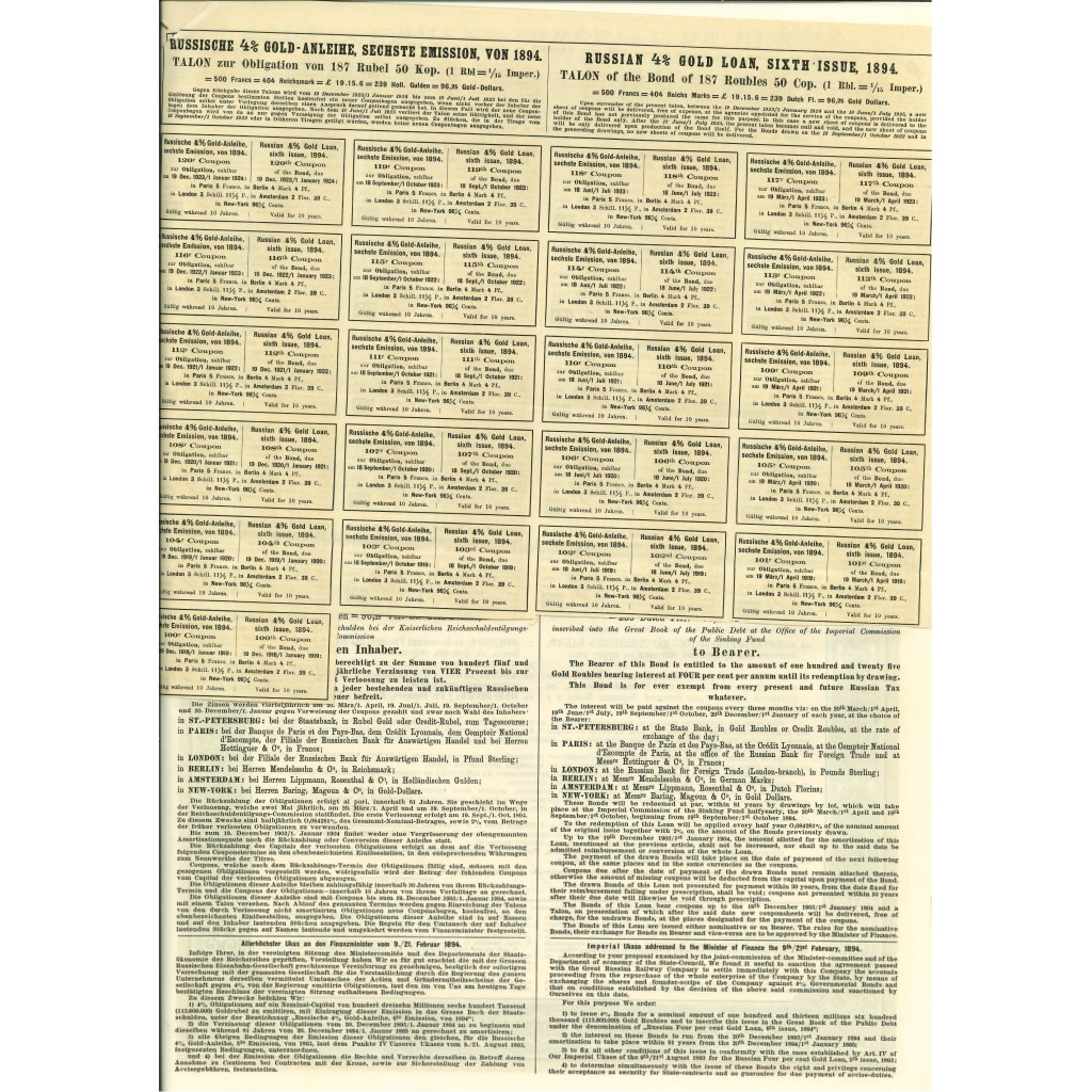 1894 - GOUVERNEMENT IMPERIAL DE RUSSIE -...