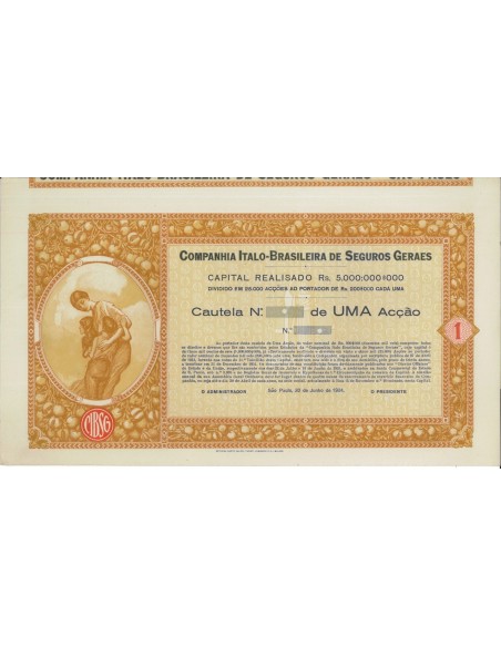 COMPANHIA ITALO-BRASILEIRA DE SEGUROS GERAES 1 AZIONE 1924