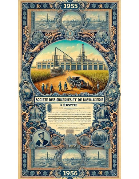 1956 - SUCRERIES ET DE DISTILLERIE D'EGYPTE - 5 AZIONI - CAIRO