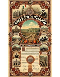 REPUBBLICA MESSICANA - ESTADO DE DURANGO 1000 DOLLARI 1907 2