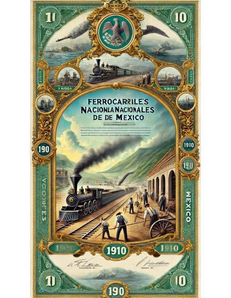 1910 - FERROCARILES NACIONALES DE MEXICO 1 AZIONE $100 US GOLD
