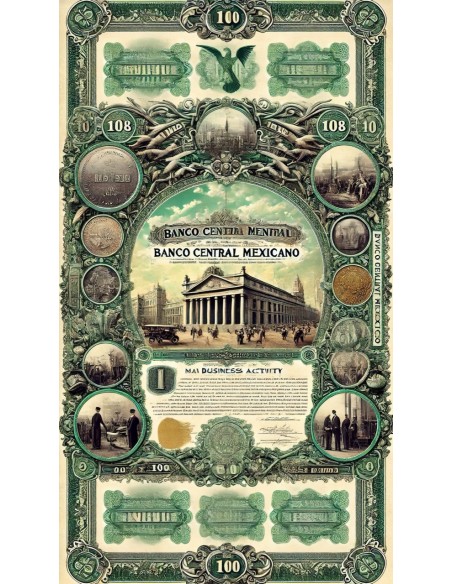 1908 - BANCO CENTRAL MEXICANO $ 100 "BLUEBERRIES" - 1 AZIONE