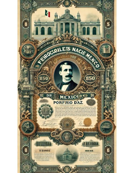 1907 - FERROCARRILES NACIONALES DE MEXICO 100 U.S. GOLD