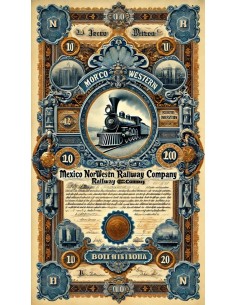 1909 - MEXICO NORTH WESTERN RAILWAY COMP. $100 2