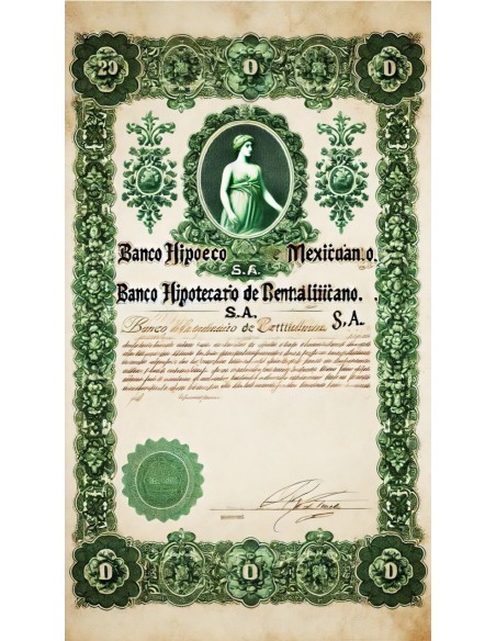 1908 - BANCO HIPOTECARIO DE CREDITO TERRITORIAL MEXICANO S. A. (QUEEN ELIZABETH) $100