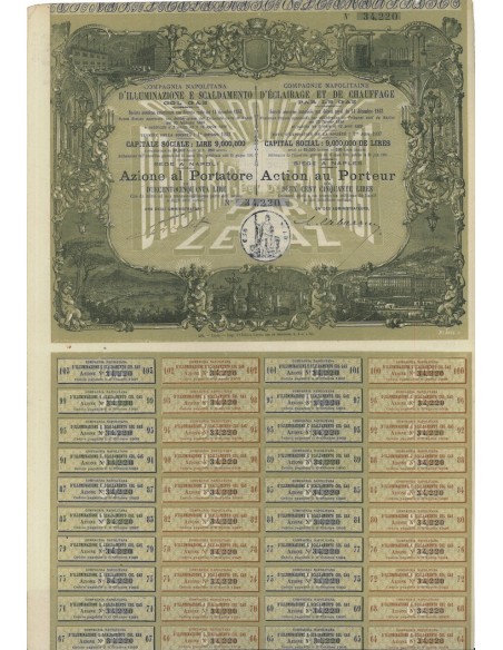 COMP. NAPOLITANA D'ILLUMINAZIONE E SCALDAMENTO - AZIONE NAPOLI 1862