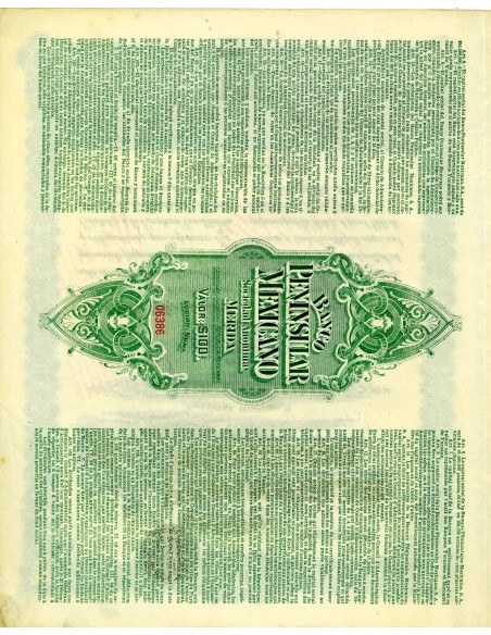 1908 - BANCO PENINSULAR MEXICANO "TWIN LADIES" 100 P.