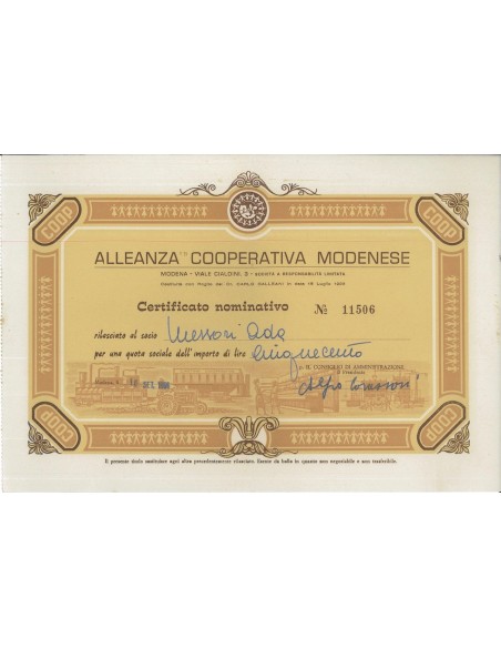 ALLEANZA COOP. MODENESE - UNA QUOTA MODENA 1968