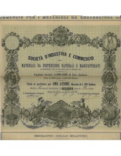 SOC. D'INDUSTRIA E COMMERCIO ...1 AZIONE ROMA 1873