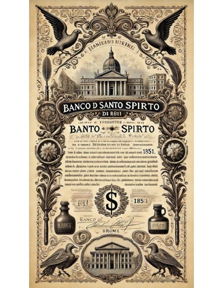1851 - BANCO DI SANTO SPIRITO DI ROMA FEDE DI CREDITO 46 SCUDI E 20 BAJ