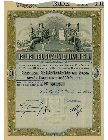 1926 - ISLAS DEL GUADALQUIVIR S.A. - 1 AZIONE