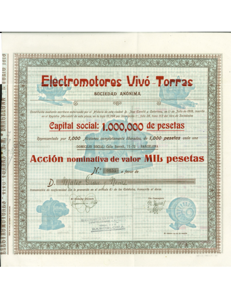 1936 - ELECTROMOTORES VIVIO-TORRAS - 1 AZIONE