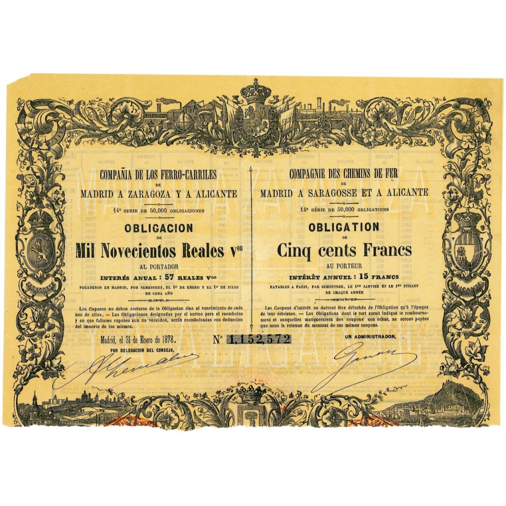 1878 - COMPANIA DE LOS FERRO-CARRILES MADRID A...