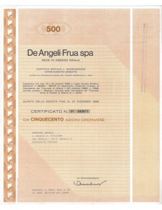 DE ANGELI - FRUA SPA 500 AZIONI MILANO 1983