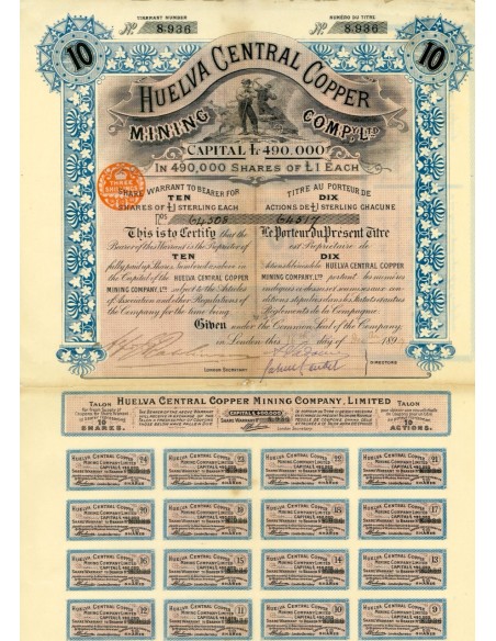 1899 - HUELVA CENTRAL COPPER MINING COMPANY