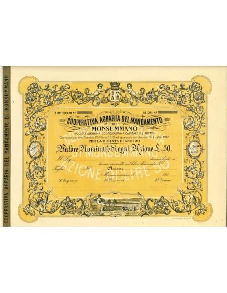 1912 - COOPERATIVA AGRARIA DEL MANDAMENTO DI MONSUMMANO