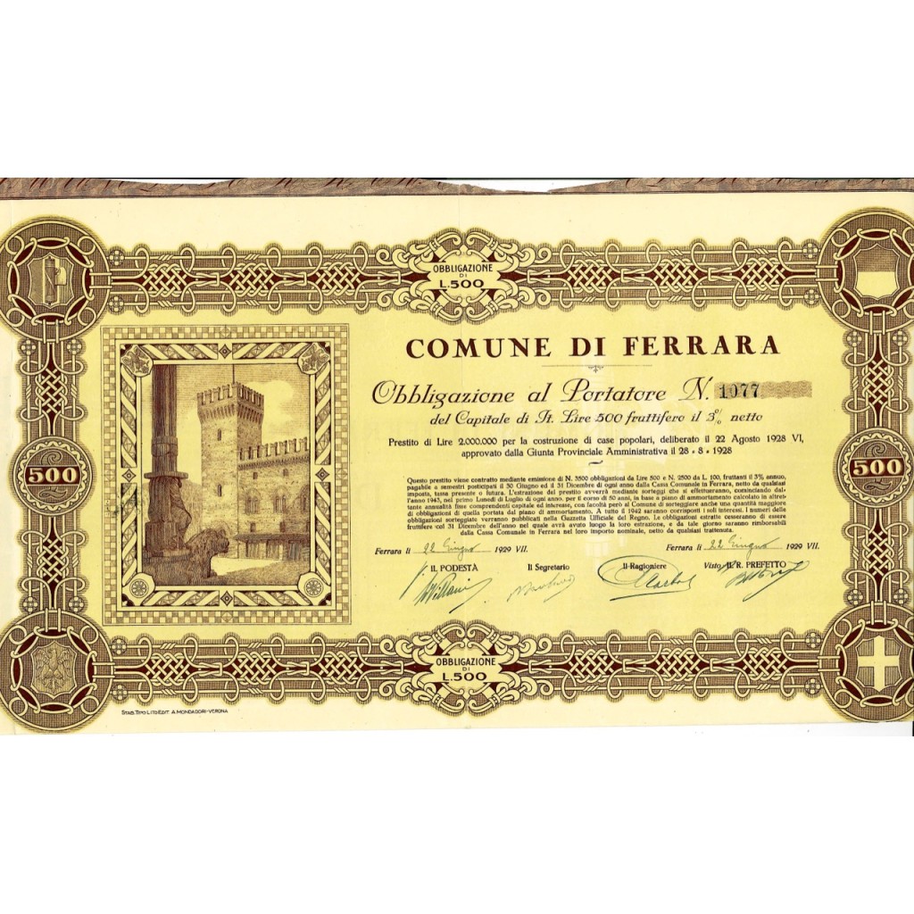 1929 - COMUNE DI FERRARA 3%
