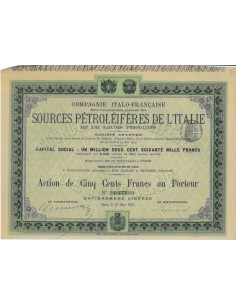COMP. ITALO FRANCAISE SOURCE PETROLEIFERES DE L'ITALIE 1 ACTION 1879