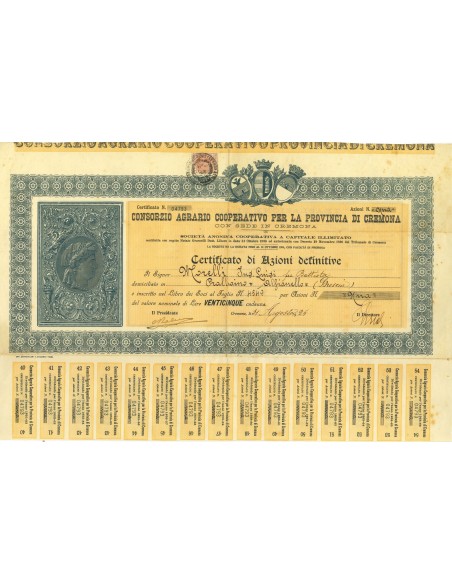1926 - CONSORZIO AGRARIO COOP. PER LA PROVINCIA DI CREMONA 1 AZIONI