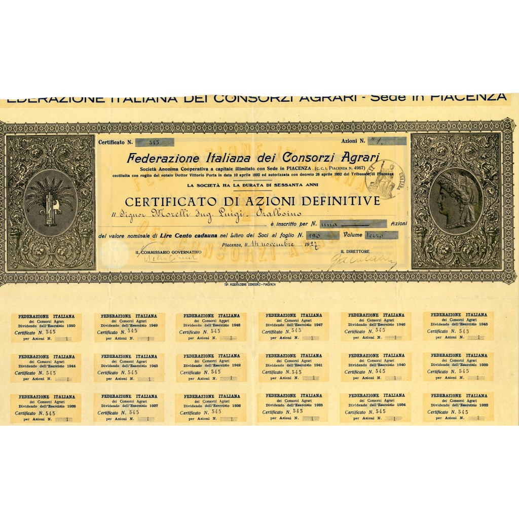 1927 - FEDERAZIONE ITALIANA DEI CONSORZI AGRARI...