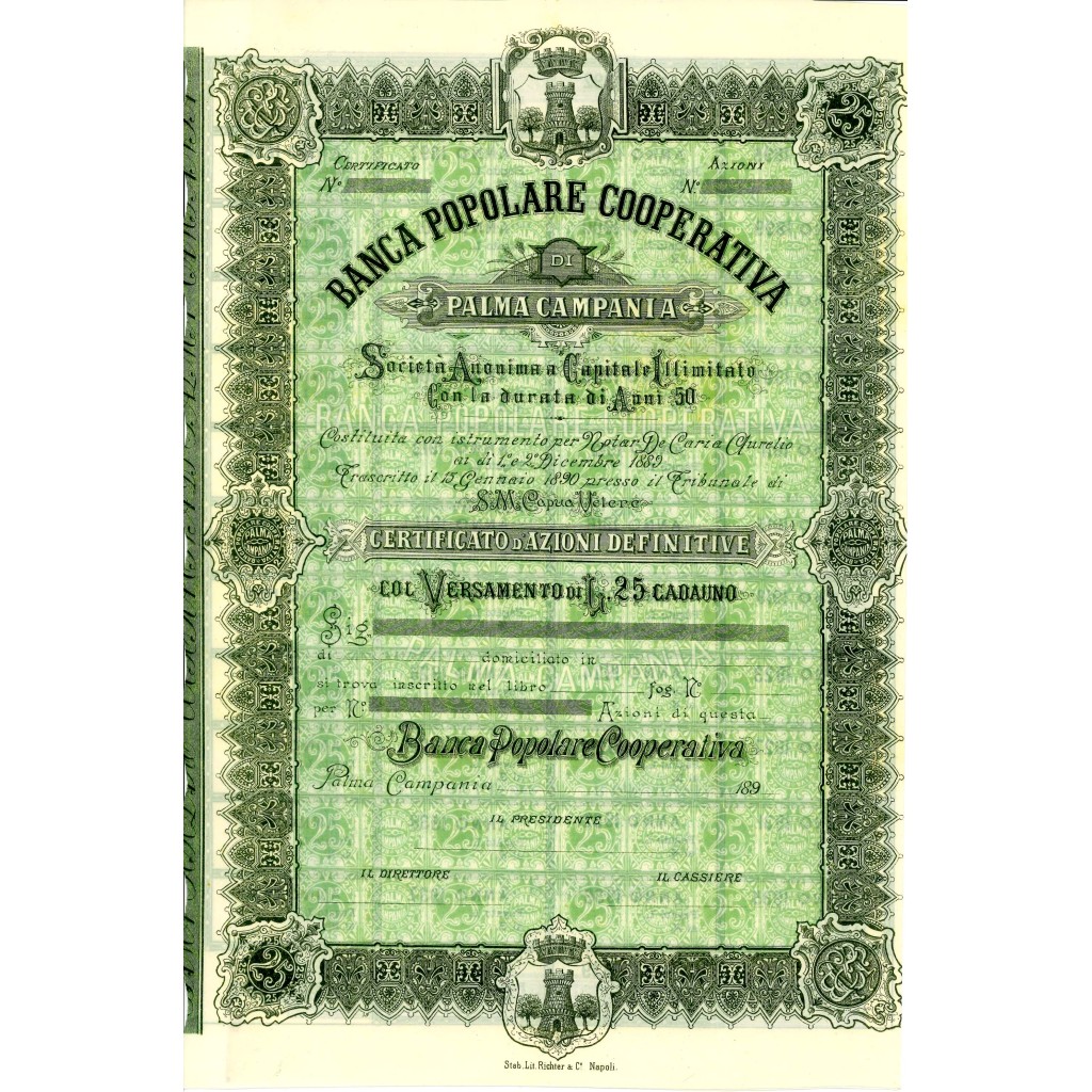 1890 - BANCA POPOLARE COOPERATIVA DI PALMA...