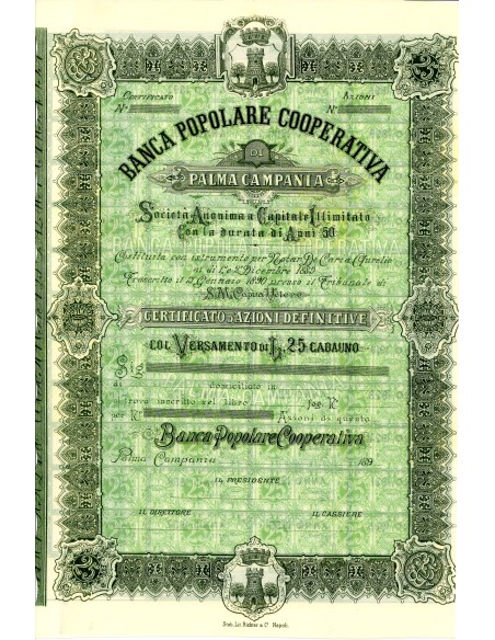 1890 - BANCA POPOLARE COOPERATIVA DI PALMA CAMPANIA