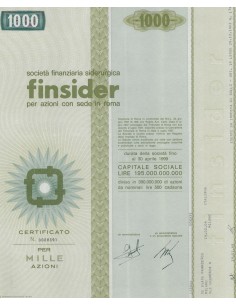 FINSIDER - CAP. SOC. 195.000.000.000 - 1000 AZIONI ROMA 1968