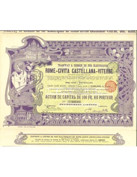 1904 - TRAMWAY & CHEMIN DE FER ELECTRIQUES ROME... 1 AZIONE